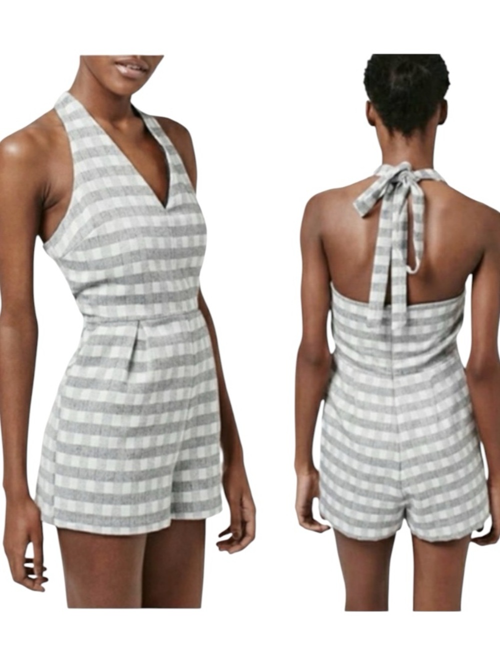Topshop Gingham Halter Romper